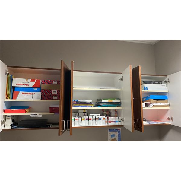 CONTENTS OF UPPER & LOWER CUPBOARDS/DRAWERS OF MISC OFFICE SUPPLIES