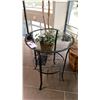 Image 2 : PAIR OF DECORATIVE ARTIFICIAL TREES & BLACK METAL/GLASS TOP SIDE TABLE