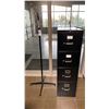 Image 1 : BLACK METAL VERTICAL 4 DRAWER 52"H FILING CABINET & BLACK METAL COAT RACK