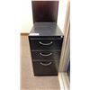Image 4 : DARK WOOD BOOKSHELF, 4 CUBBY STORAGE SHELF, BLACK METAL 3 DRAWER SMALL FILING CABINET & WHITEBOARD