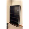 Image 3 : DARK WOOD BOOKSHELF, 2 DRAWER LATERAL FILING CABINET, WHITEBOARD & WOOD/GREEN PADDED CLIENT CHAIR