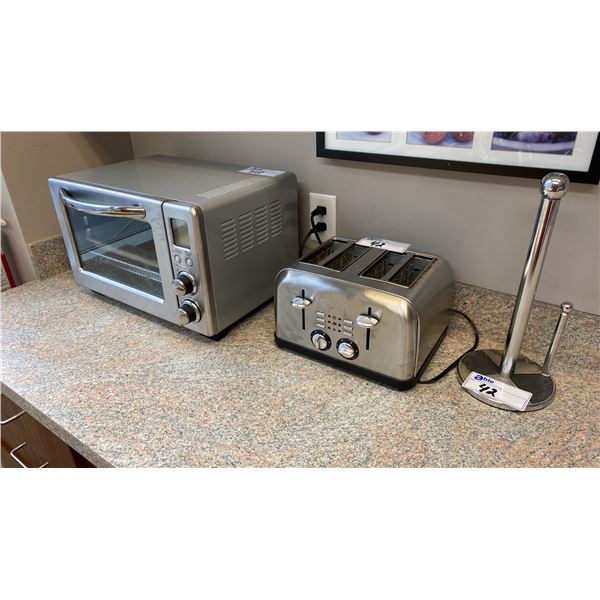 TOASTER OVEN, SALTON TOASTER, G.E. MICROWAVE & PAPER TOWEL HOLDER