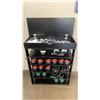 Image 1 : 5 TIER DARK WOOD STORAGE SHELF WITH LIFT TOP STORAGE CUBBY, ASSORTED STEEL TOE CAPS & SAFETY GLASSES