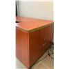 Image 3 : L-SHAPED CHERRY WOOD FINISH OFFICE DESK & MATCHING VERTICAL STORAGE CUPBOARD *CONTENTS NOT INCLUDED*