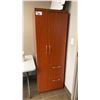 Image 4 : L-SHAPED CHERRY WOOD FINISH OFFICE DESK & MATCHING VERTICAL STORAGE CUPBOARD *CONTENTS NOT INCLUDED*