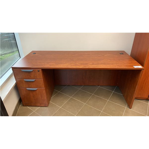 CHERRY FINISH 3 DRAWER LOCKING OFFICE DESK APPROX 71"W X 30"D X 29.5"H *HAS KEYS*