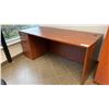 Image 2 : CHERRY FINISH 3 DRAWER LOCKING OFFICE DESK APPROX 71"W X 30"D X 29.5"H *HAS KEYS*