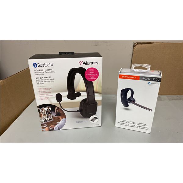 ALURATEK ABHM100F WIRELESS BLUETOOTH HEADSET & PLANTRONICS VOYAGER 5200 BLUETOOTH HEADSET