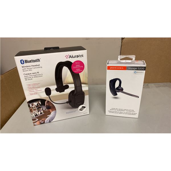 ALURATEK ABHM100F WIRELESS BLUETOOTH HEADSET & PLANTRONICS VOYAGER 5200 BLUETOOTH HEADSET