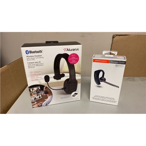 ALURATEK ABHM100F WIRELESS BLUETOOTH HEADSET & PLANTRONICS VOYAGER 5200 BLUETOOTH HEADSET