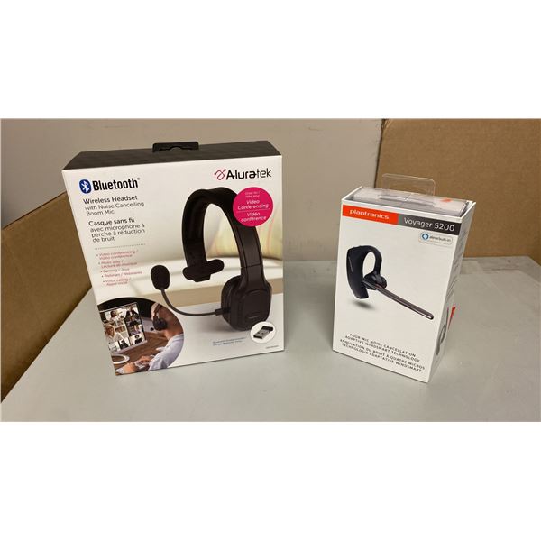ALURATEK ABHM100F WIRELESS BLUETOOTH HEADSET & PLANTRONICS VOYAGER 5200 BLUETOOTH HEADSET