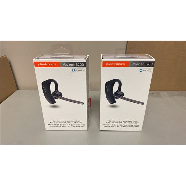 PAIR OF PLANTRONICS VOYAGER 5200 WIRELESS BLUETOOTH HEADSETS
