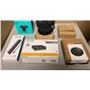 Image 4 : MOBILE TABLE WITH ASSORTED ELECTRONICS INCLUDING PLANTRONICS CALISTO 3200 SPEAKER, ETHERNET SWITCH,