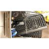 Image 2 : BIN AND BOX OF WIRELESS KEYBOARDS/MOUSES, HEADSET, POWER BAR & ASSORTED CABLES
