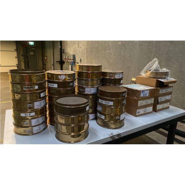 LARGE ASSORTMENT OF W.S. TYLER TEST SIEVES APPROX 45 PCS
