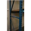 Image 2 : 1 BAY OF BLUE PALLET RACKING 2 UPRIGHTS, 6 SIDE RAILS  APPROX 18' H X 10'W *MUST BRING PROPER TOOLS