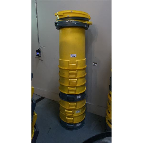 STACK OF ASSORTED RUBBERMAID BRUTE COMMERCIAL GARBAGE CANS WITH ASSORTED LIDS