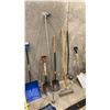 Image 3 : ASSORTED BROOMS, SHOVELS, RAKE, PITCHFORK, LADDER & AIR WAND