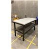 Image 2 : STEEL FRAMED WORK TABLE WITH ARBORITE TOP APPROX 5'L X 2.6'D X 3'H
