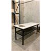 Image 2 : STEEL FRAMED WORK TABLE WITH ARBORITE TOP APPROX 6'L X 2.6'D X 3'H