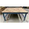 Image 2 : METAL FRAMED WOOD TOP WORK TABLE APPROX 6.2'L X 5.2'D X 2' 10"H