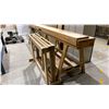 Image 2 : APPROX 12'L WOODEN SAWHORSE WITH STORAGE SHELVES & WOODEN WORK STAND