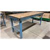 Image 2 : METAL FRAMED WOOD TOP WORK TABLE APPROX 6.2'L X 2.6'D X 2' 10"H