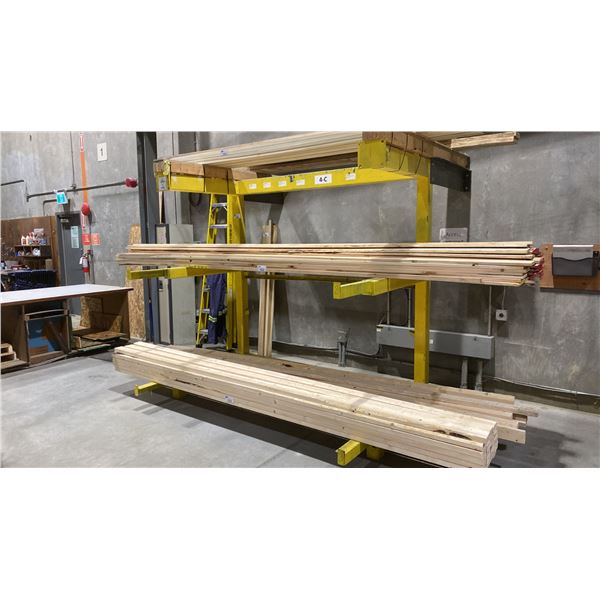 CANTILEVER YELLOW HEAVY DUTY MATERIAL STORAGE RACK APPROX 7.5'H X 7.5'W X 5'D