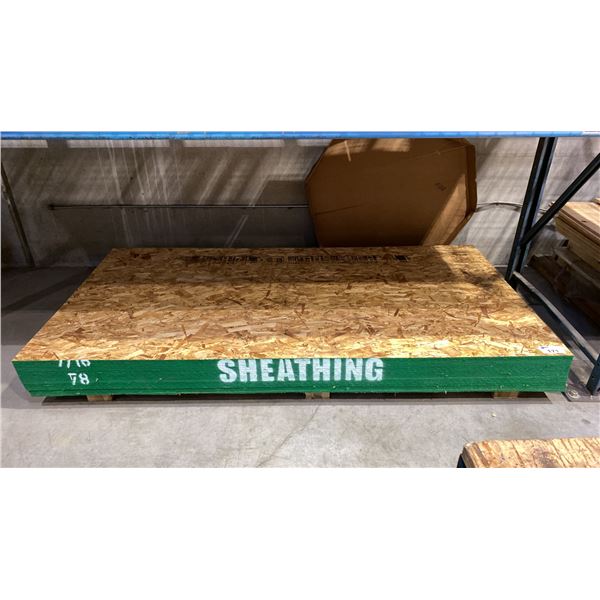 STACK OF OSB 4FT X 8FT PLYWOOD SHEATHING - APPROX. 17 SHEETS