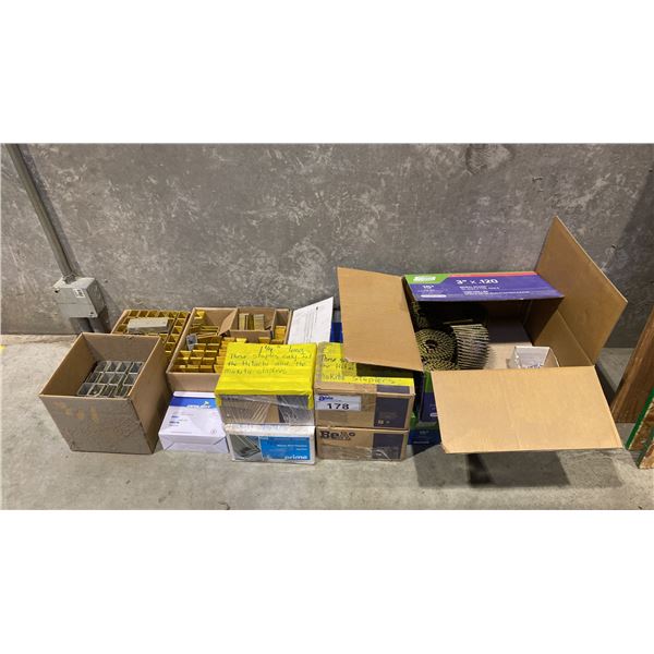LARGE GROUP OF ASSORTED STAPLES & COIL NAILS