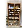 Image 1 : 7 TIER WOODEN HARDWARE SHELF WITH ASSORTED STAPES/SCREWS *MUST TAKE ALL*