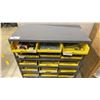 Image 2 : ULINE METAL ADJUSTABLE HARDWARE SHELF WITH PLASTIC ORGANIZERS & ASSORTED SCREWS APPROX 3' X 1.6'W X