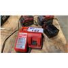 Image 3 : 2 MILWAUKEE CORDLESS DRILLS WITH 3 BATTERIES & CHARGER