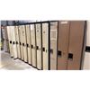 Image 1 : APPROX 16' RUN OF BLACK/BEIGE SINGLE DOOR GYM LOCKERS APPROX 16 LOCKERS TOTAL