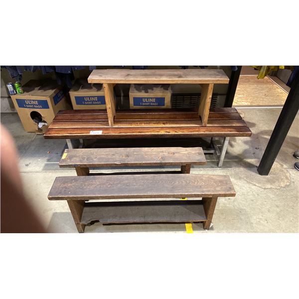 4 ASSORTED WOODEN BENCHES