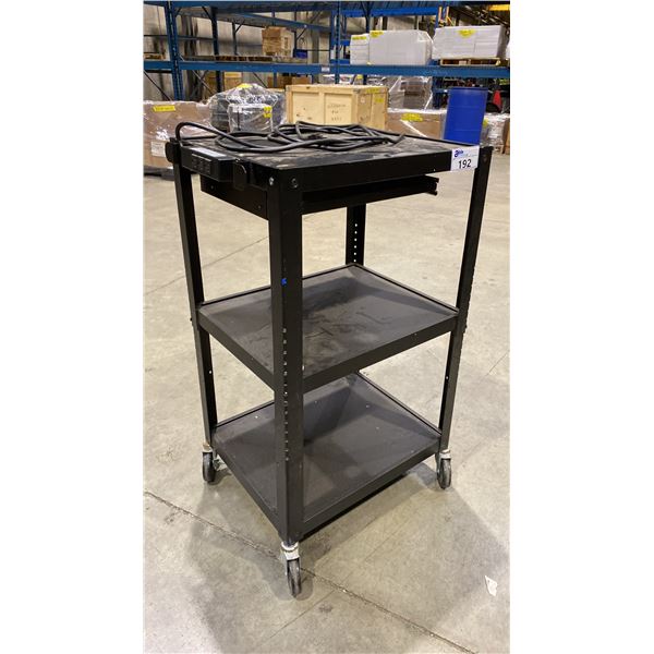 ULINE BLACK METAL POWERED MOBILE WORKSTATION CARTS