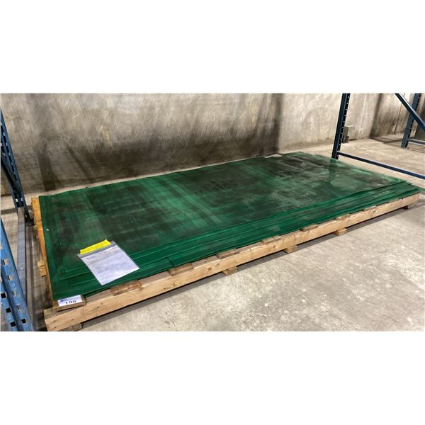 6 LARGE SHEETS OF GREEN KRYPTANE MATERIAL ASSORTED SIZES APPROX 10'L X 4'-5'W