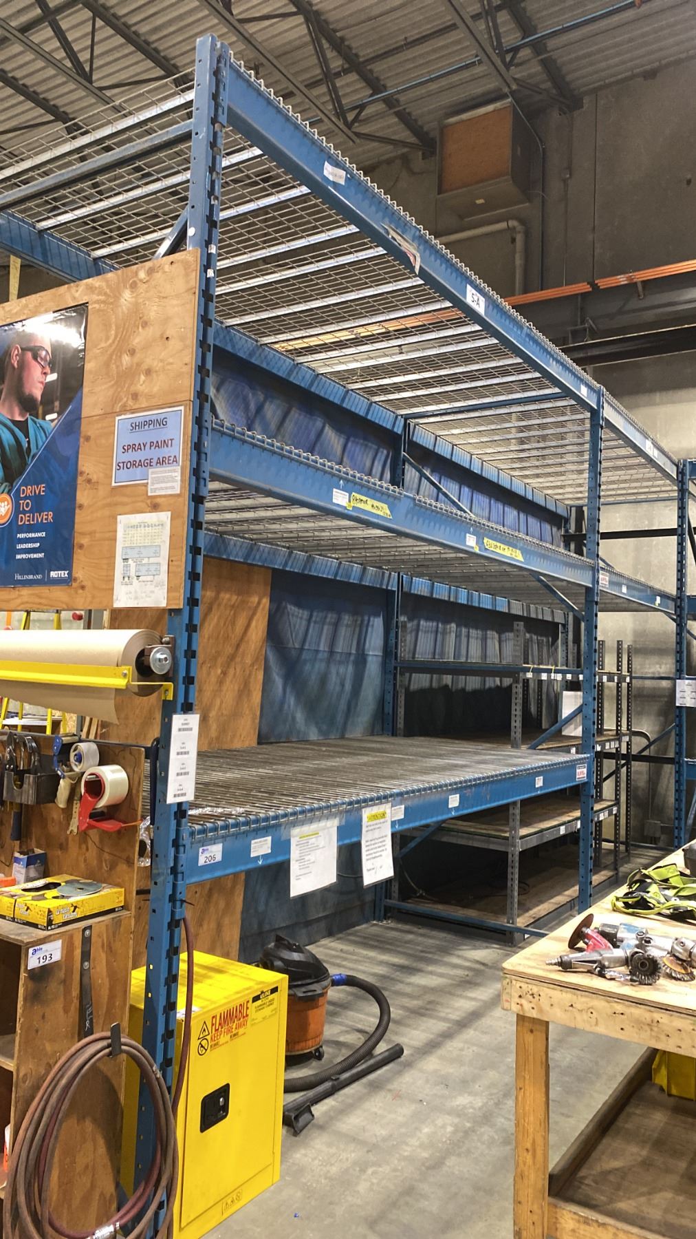 Pallets With Side Rails 2 BAYS OF BLUE PALLET RACKING W/MESH DECK SHELVING - (3) UPRIGHTS AND ...
