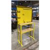 Image 1 : YELLOW METAL WOOD TOP WORK SHELF UNIT APPROX 6'H X 1'D X 3'W