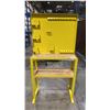 Image 2 : YELLOW METAL WOOD TOP WORK SHELF UNIT APPROX 6'H X 1'D X 3'W