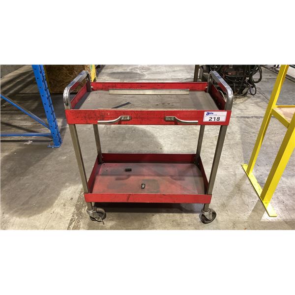 RED 2 TIER METAL SHOP CART