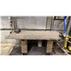 Image 1 : 3/4" TOP STEEL WELDERS WORK TABLE WITH ATTACHED BENCH VICE & 2 LARGE STEEL WEIGHTS