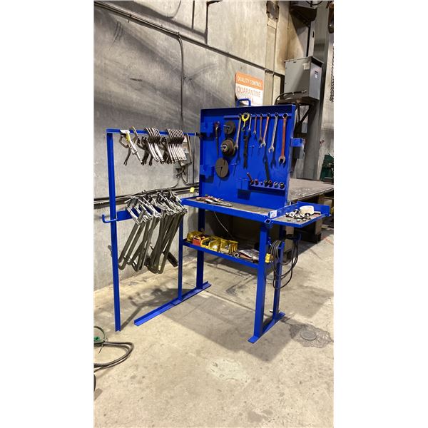BLUE METAL WELDERS WORK STATION WITH APPROX 13 BESSEY WELDERS CLAMPS, 18 VICE GRIP CLAMPS, ASSORTED