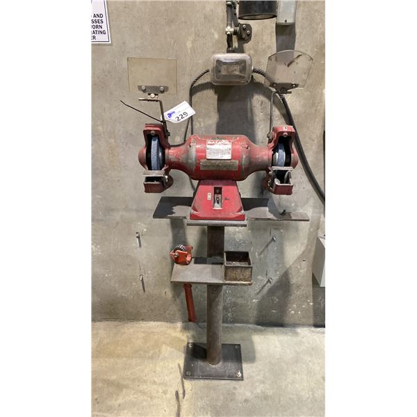 BALDOR 812RE A HEAVY-DUTY, SINGLE-PHASE BENCH GRINDER ON METAL STAND
