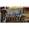 Image 2 : WALL MOUNT ORGANIZER RACK WITH ASSORTED DRILL PRESS CHUCKS, DRILLS & MACHINIST CLAMPS