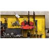 Image 5 : WALL MOUNT ORGANIZER RACK WITH ASSORTED DRILL PRESS CHUCKS, DRILLS & MACHINIST CLAMPS