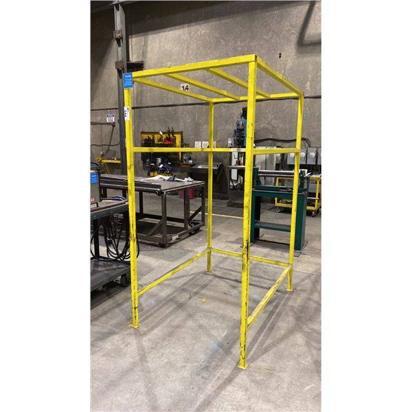YELLOW METAL TANK STORAGE CAGE APPROX 3.4'W X 4.5'D X 6.8'H