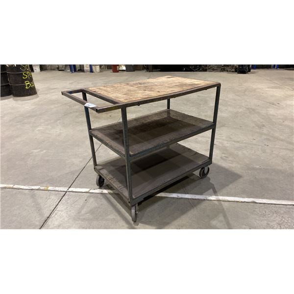 3 TIER WOOD TOP METAL SHOP CART *CONTENTS NOT INCLUDED*