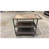 Image 3 : 3 TIER WOOD TOP METAL SHOP CART *CONTENTS NOT INCLUDED*