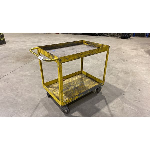 2 TIER YELLOW METAL SHOP CART *CONTENTS NOT INCLUDED*